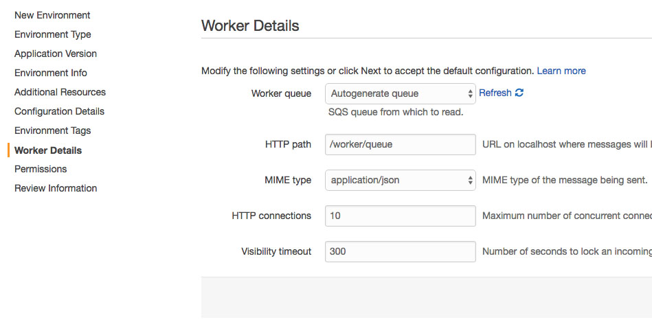 AWS Worker queue settings